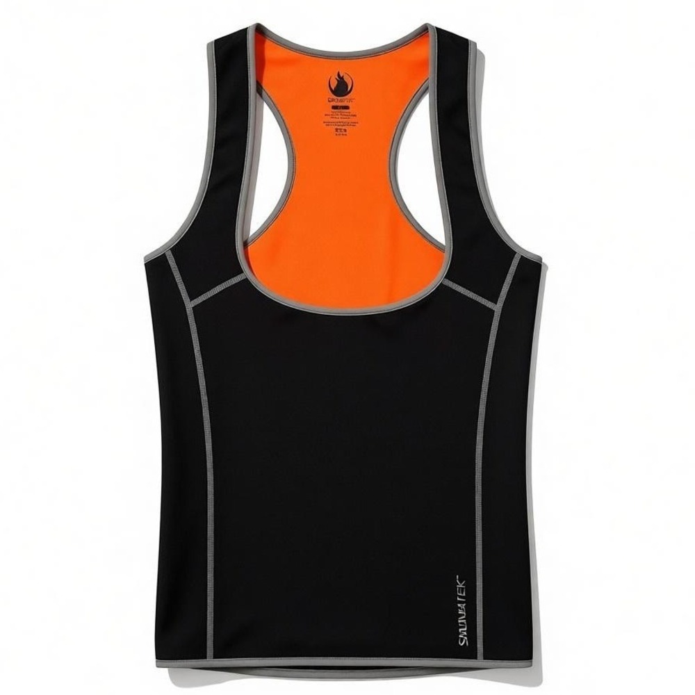Saunatek Unisex Sauna Sweat‎ Vest XL Black Orange Thermal Weight Loss Trainer